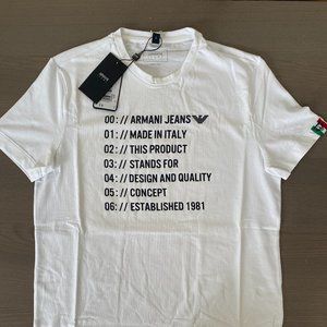 Men's White Armani Jeans Stretch T-Shirt with Logo (Size: S)